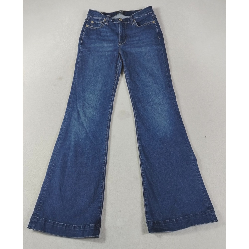 7 For All Mankind Tailorless Dojo Slim Illusion Jeans Womens 27 Blue Flare Leg